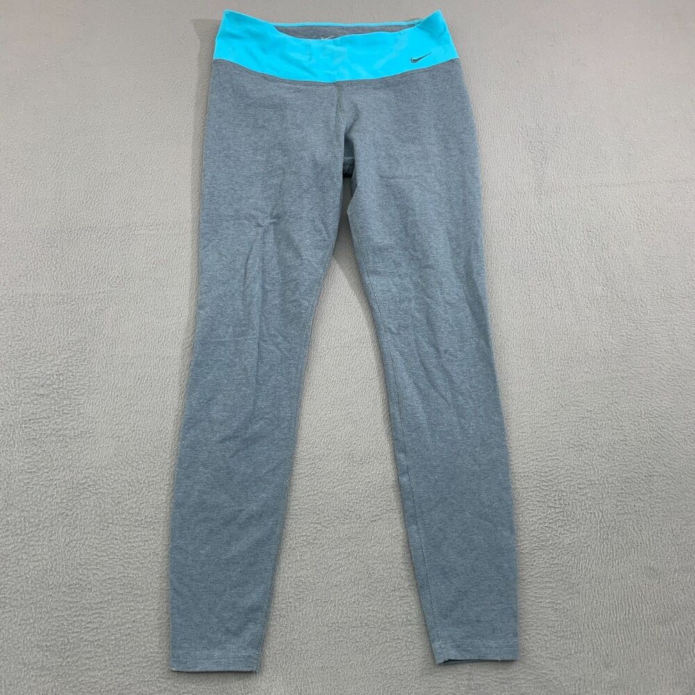 Nike Dri-Fit Pants Women's Medium Blue Yoga Fitness Workout Color Block